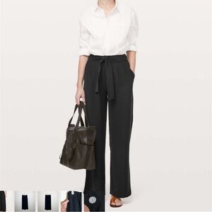 Lululemon Noir Wide Leg Trouser Pants with elastic  Tie Waist